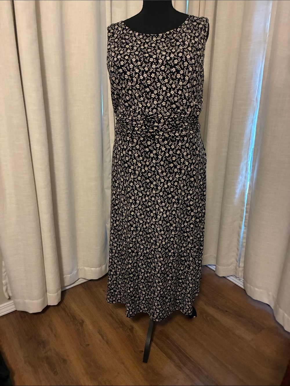 Jessica Howard Black Maxi Dress with White Floral Print.